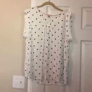 Joules cream and navy polka dot top